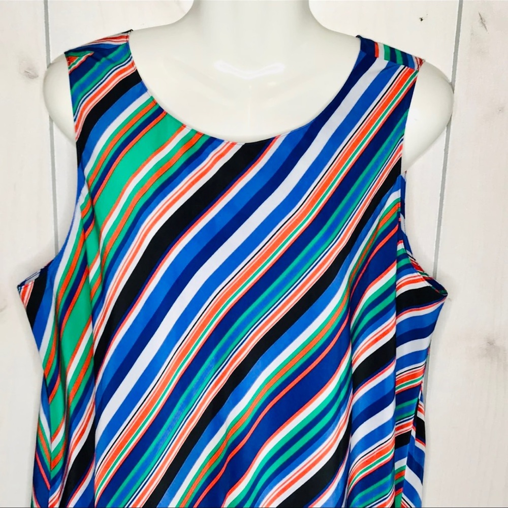 Halogen Bright Diagonal Stripe Shift Sleeveless D… - image 3